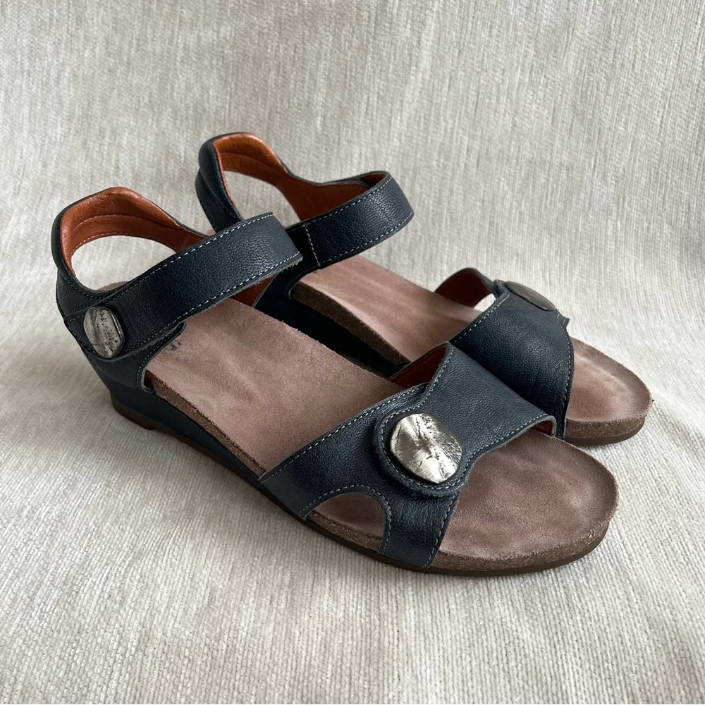 Taos Carousel Leather Cork Wedge Sandals Women's US 8-8.5 EU 39 Slingback